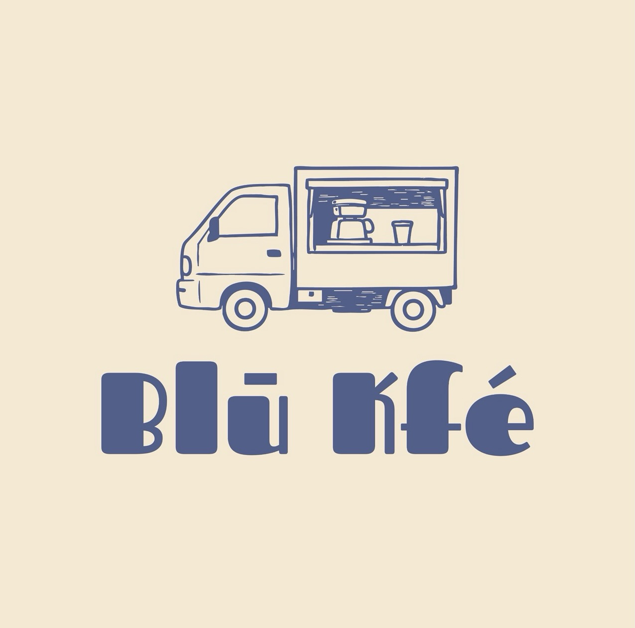 Logo oficial de Blū Kfé — su icónico kei truck azul